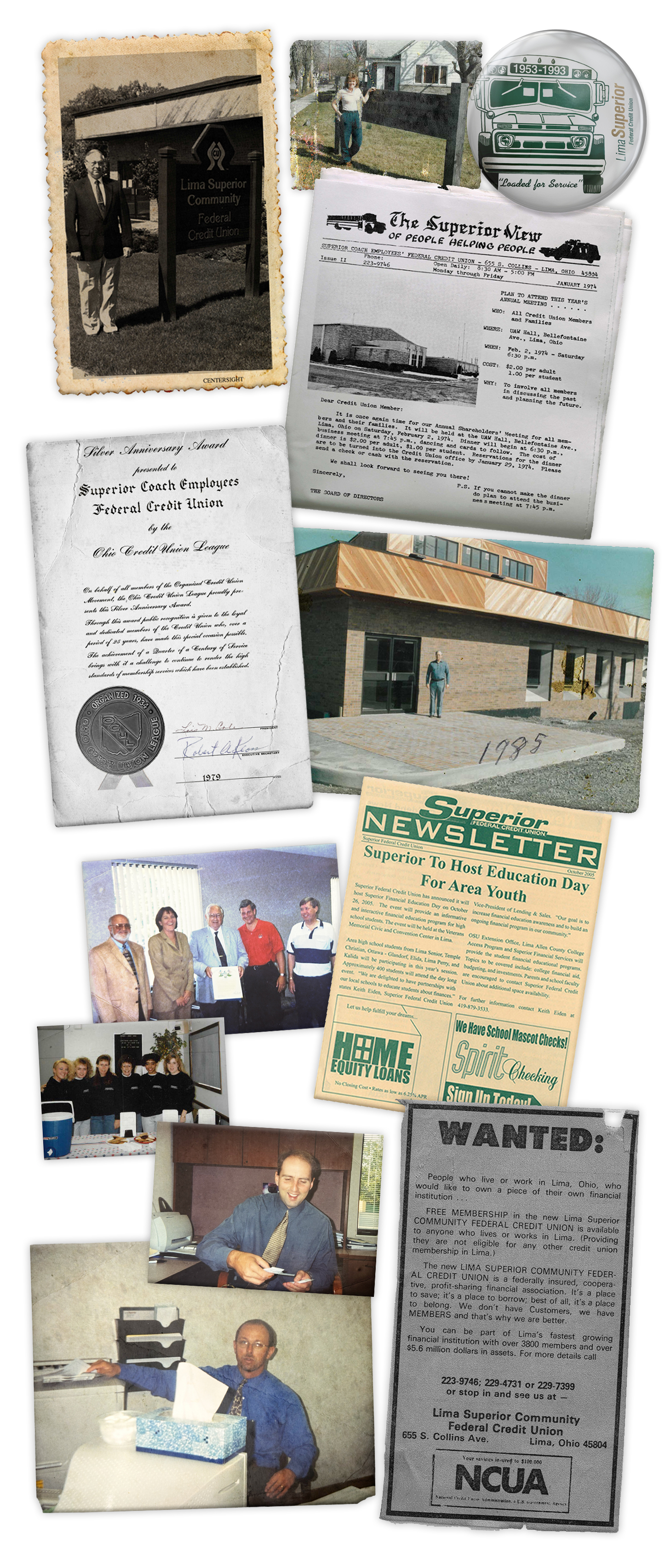 Several Images showing different moments in Superior Credit Union History